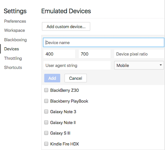 viewport inspect element custom device change on chrome browser per visualizzare il tuo sito web